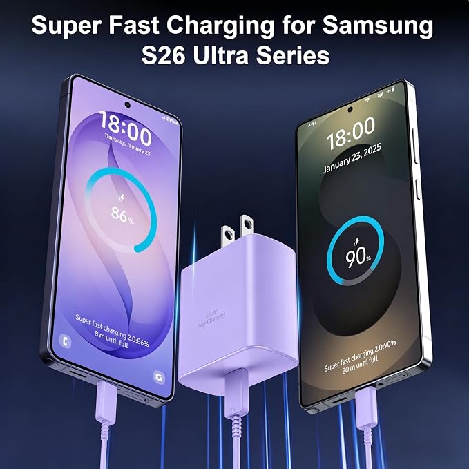 45W USB C Super Fast Charger Type C Charger Fast Charging Android Phone Charger Block with 10FT Type C Charging Cable for Samsung Galaxy S26 Ultra/S26/S26+/S25/S25 Ultra/S25+/S24 Ultra/S23 Ultra/S22 - Image 5
