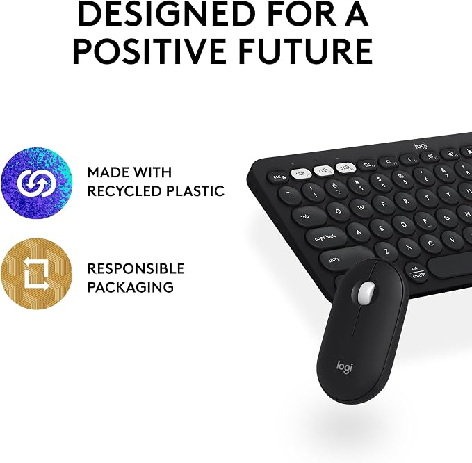 Logitech Pebble 2 Combo Wireless Keyboard and Mouse, Portable - Black | Quiet, portable, customizable, Logi Bolt, Easy-Switch, compatible with macOS, iPadOS, and Chrome - Image 11