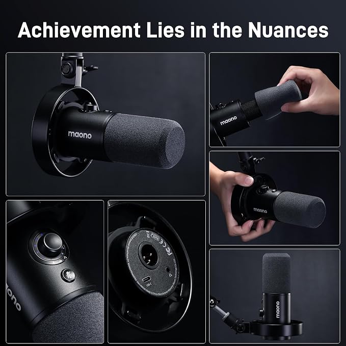 MAONO Dynamic Microphone-XLR USB Podcast Recording Mic with 192kHz/24bit | for Vocal Recording, Content Creation, Home Studio, Voiceover, with Noise Reduction, Mic Gain, Monitoring, Mute, PD300X - Image 8