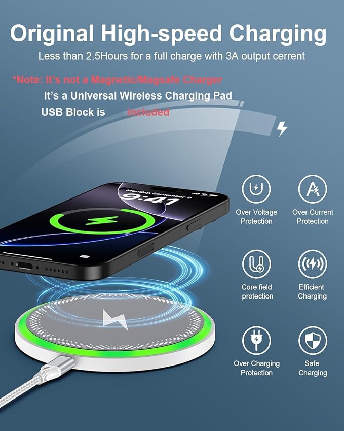 Pixel 10a 10 Pro XL Wireless Charger Android Fast Charging for Google Pixel | 15w Wireless Charging Pad with Block Cargador for Pixel 10 9 Pro Xl 8 8a, Inalmbrico Para Samsung For Galaxy S26 iPhone 17 - Image 2
