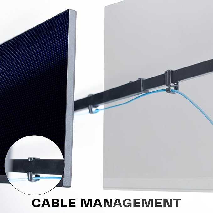 VIVO Premium Triple Monitor Wall Mount for 3 Screens up to 22 lbs, Fits up to 38 inch Ultrawides on Center Bracket, Adjustable Telescoping Arms, Flush Wall Setup, Black, MOUNT-TS03C - Image 9