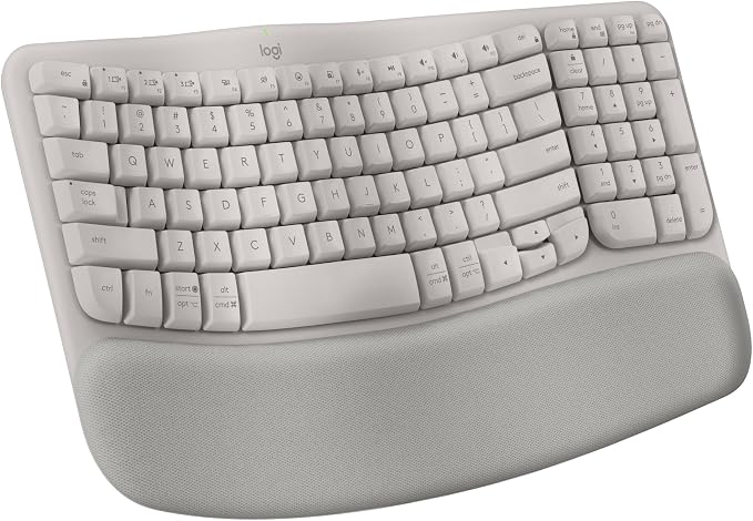 Logitech Wave Keys Wireless Ergonomic Keyboard with Cushioned Palm - Sand | Cushioned palm rest, comfortable natural typing, Easy-Switch, Logi Bolt receiver included, for Multi-OS, Windows/Mac by Unknown