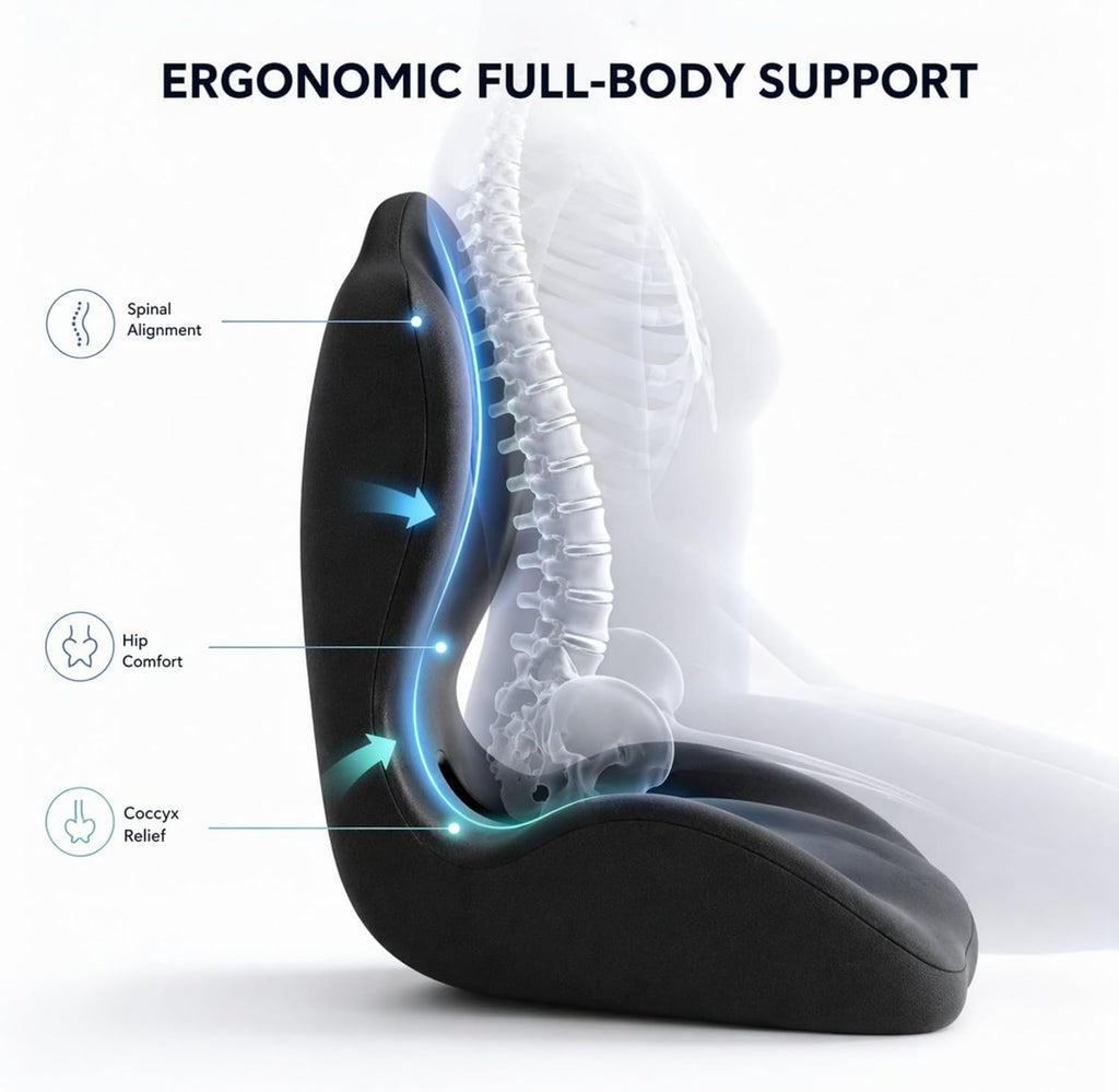 Ergonomic Seat Cushion with Lumbar Support, Memory Foam - Image 4