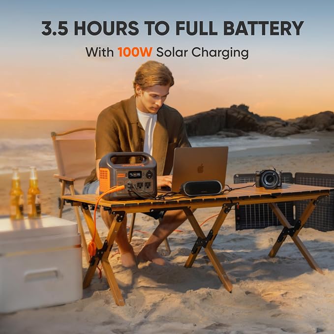 Jackery Solar Generator 300 and SolarSaga 100W Light,292Wh,300W AC | Backup LiFePO4 Battery, Pure Sine Wave AC Outlet, for RV, Outdoors, Camping, Travel, Blackout - Image 5
