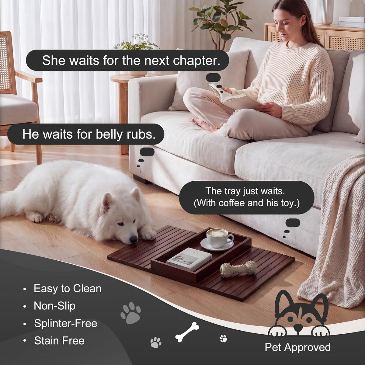 Sofa Arm Tray, Foldable Bamboo Couch Armrest Table with Large 12.5" x 5.8" Storage Compartment, Portable Chair Couch Caddy Arm Tray for Cup TV Snacks Phone (Velvet Mahogany) - Image 5