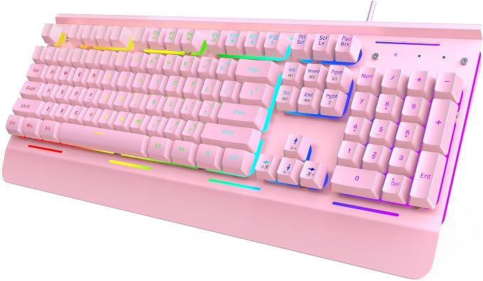 TECKNET Wired Gaming Keyboard, RGB Backlit Keyboard with Metal Panel Design | 15-Zone RGB Illumination, Whisper Quiet Design, IP32 Water Resistance, 25 Anti-ghosting Keys, Ergonomic Design by Tecknet