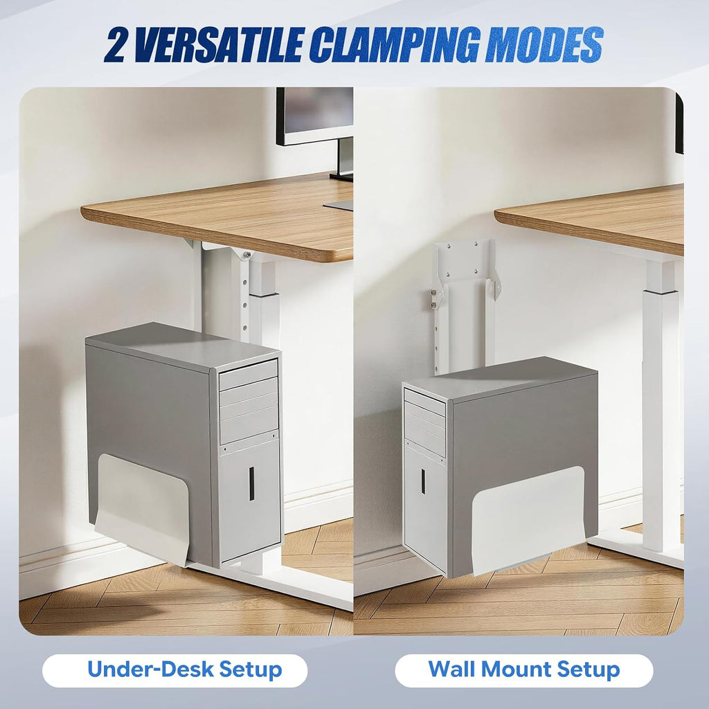 Heavy Duty Under Desk PC Mount & Full Tower PC Wall Mount - Adjustable Width 5.9" to 9.8", Height 12.5"-20" - Computer Tower Stand Under Desk & Standing Desk PC Mount, White - Image 5