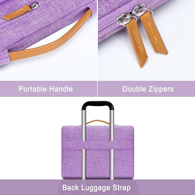 MOSISO 360 Protective Laptop Case 17.3 inch, 17-17.3 inch Laptop Sleeve | Compatible with Dell HP Lenovo Asus Acer Alienware, Side Open Carrying Case with 4 Zipper Pockets, Lilac - Image 4