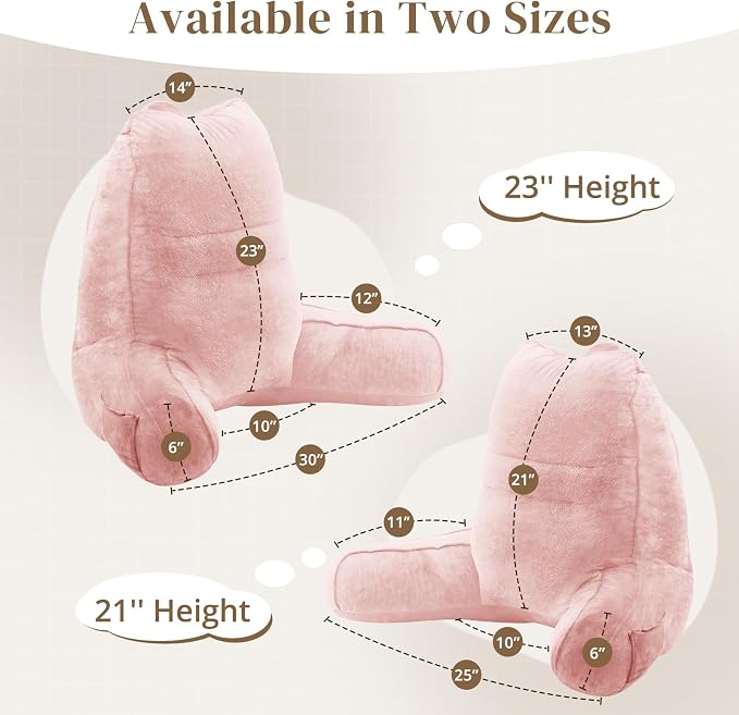 Sasttie Reading Pillow for Bed, Back Pillow for Sitting Up, Peach Pink | 21" Backrest Support Cushion for Couch, Sofa, and Floor, Dorm Essentials, OEKO-TEX, Adjustable Down Alternative Fill - Image 2