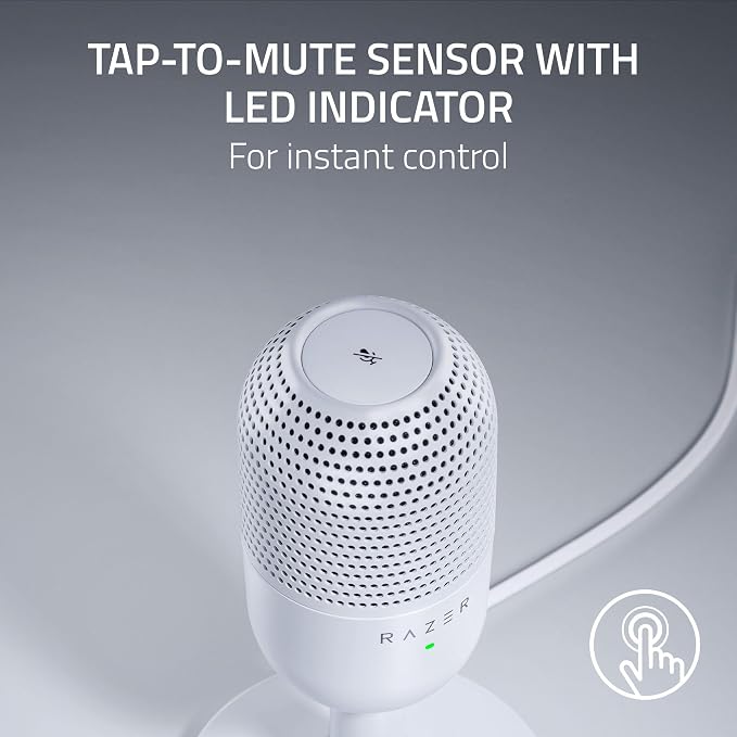 Razer Seiren V3 Mini USB Microphone, Supercardioid Condenser Mic, White | Tap-to-Mute Sensor with LED Indicator, Shock Absorber, Ultra Compact, Works with OBS, Discord, Zoom, Teams - Image 4
