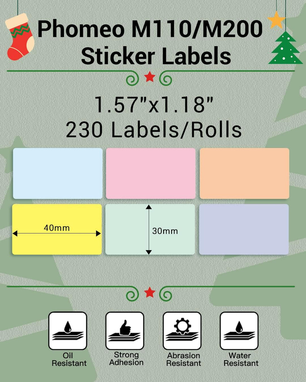 Phomemo Color Labels 6 Rolls,1.57"x1.18", Use for M110/M100/M220, 1380 PCS - Image 2