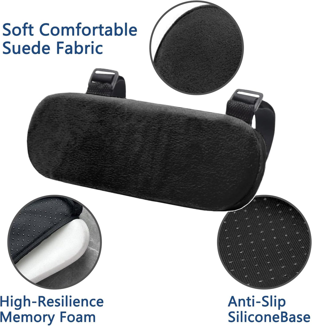 Office Chair Armrest Covers – Memory Foam Armrest Pads Ergonomic Forearm Support Pillow with Non-Slip Cushion for Office Chairs Gaming Chairs Wheelchairs (Black, Set of 2) - Image 3