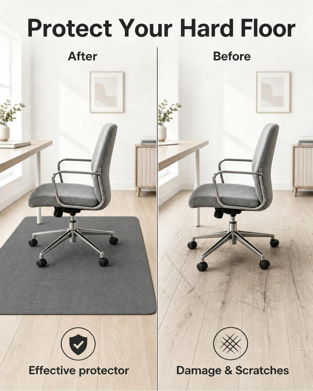 Office Chair Mat, 36"x48" Anti-Scratch for Hardwood Floor, Dark Grey - Image 3