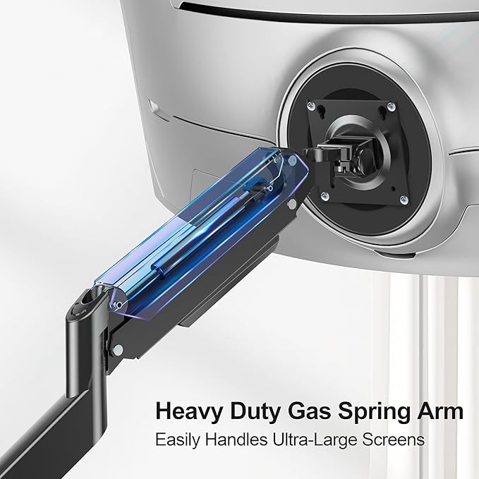 Heavy Duty Monitor Mount for Max 49" Ultrawide Screens | Hold up to 44 lbs, Premium Single Monitor Arm for Samsung Odyssey G9 and More, Adjustable Gas Spring Desk Stand, VESA Mount - Image 4