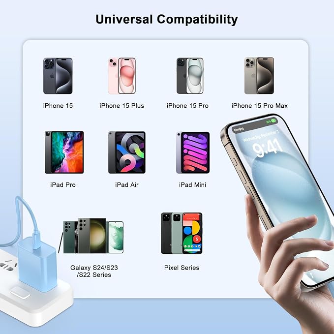 iPhone 17 16 15 Charger Fast Charging 10FT, 20W USB C Charger Block & Cable | 2Pack [Apple MFi Certified] 20W Type C Charger & 10FT Long Type C Charging Cord for iPhone 17/17 Pro/17 Pro Max/16 15 Pro Max - Image 6