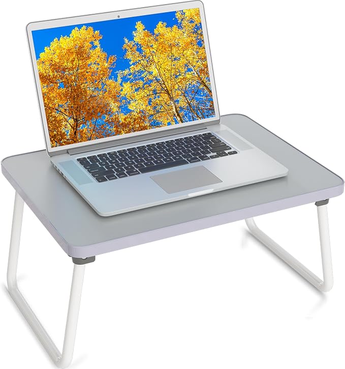 Foldable Lap Desk, Laptop Stand Bed Table Tray for Couch | Portable Breakfast Serving Tray, Lightweight Mini Lap Table, Works Great as Tablet Desk for Working, Reading & Writing, Gray by Unknown