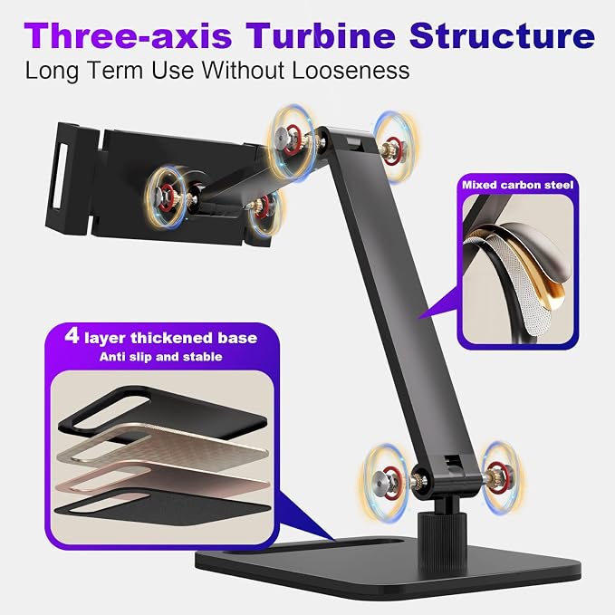 Portable Monitor Stand for Desk 15.6"17.6"18.5",Tablet / iPad Stand | Portable Monitor Holder 6-18.5",Adjustable Tablet Arm Mount, iPad Holder for Desk, for 4.7"-12.9" i Pad Pro/Air/Mini - Image 7