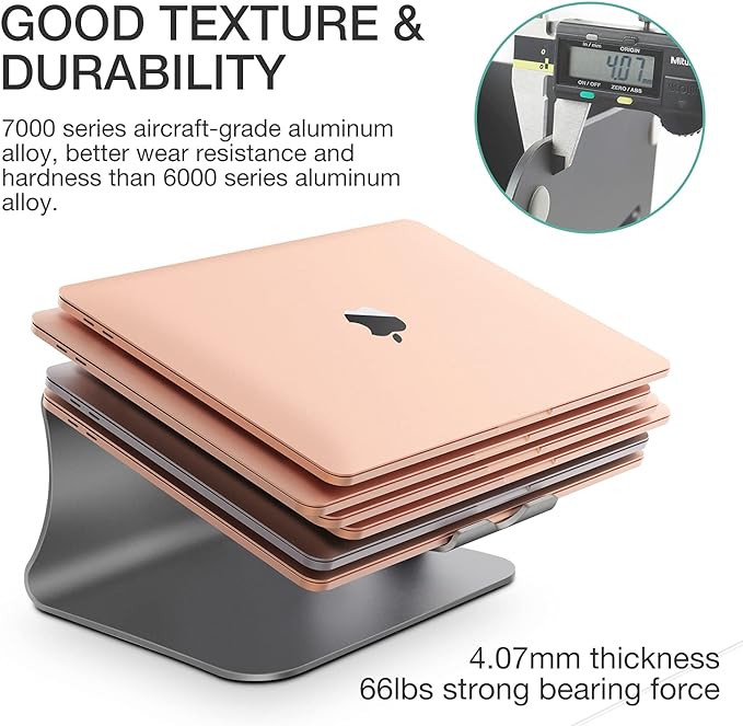 Laptop Stand Aluminum Cooling Computer Stand Holder for Apple MacBook Air Pro 11-16" Laptops (Gray) - Image 6