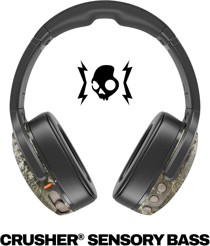 Skullcandy Crusher Evo Wireless Over-Ear Headphones - Realtree APX | Multi-Sensory Bass, Noise Isolating Over-Ear Fit, 40 Hours Battery, Microphone, Working Out, Gym, Travel, Studying, Music - Image 2