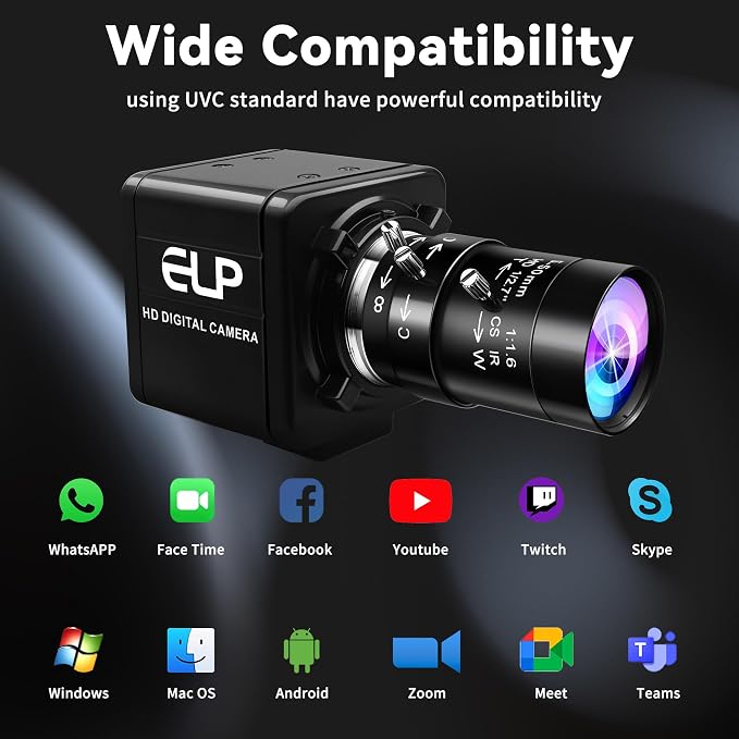 Magnolia 8MP USB Webcam, Industrial Camera for Linux/Windows/Raspberry Pi | 10X Varifocal Optical Zoom Lens (CS 5-50mm) - Image 4