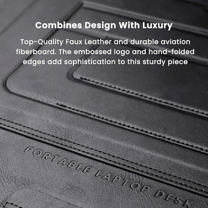 Portable Lap Desk - Lap Desk with Retractable Mouse Pad, Adjustable Stand, Writing Board, Expandable Surface, and Heat Protection for Laptops and Tablets (Black) - Image 5