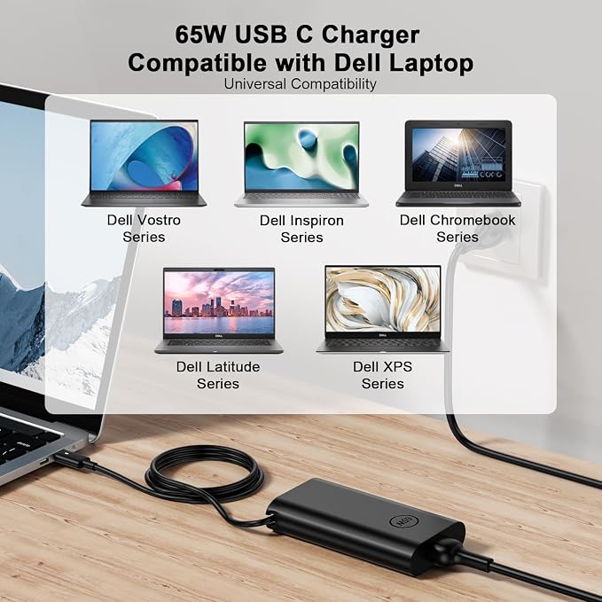 65W 45Watt USB C Charger Compatible with Dell Latitude 5520 5420 5320 5430 7420 7390 7320 7400 XPS 13 15 Chromebook 3100 Computer Fast Charging Type C Power Supply Cord - Image 4
