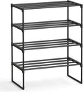 SONGMICS Shoe Rack, 4-Tier Shoe Organizer, Metal Storage Shelf | for Entryway, Upright or Upside Down, for 10-15 Pairs, Stackable, 11.8 x 26.8 x 28.9 Inches, Black ULSA204B01 by Unknown