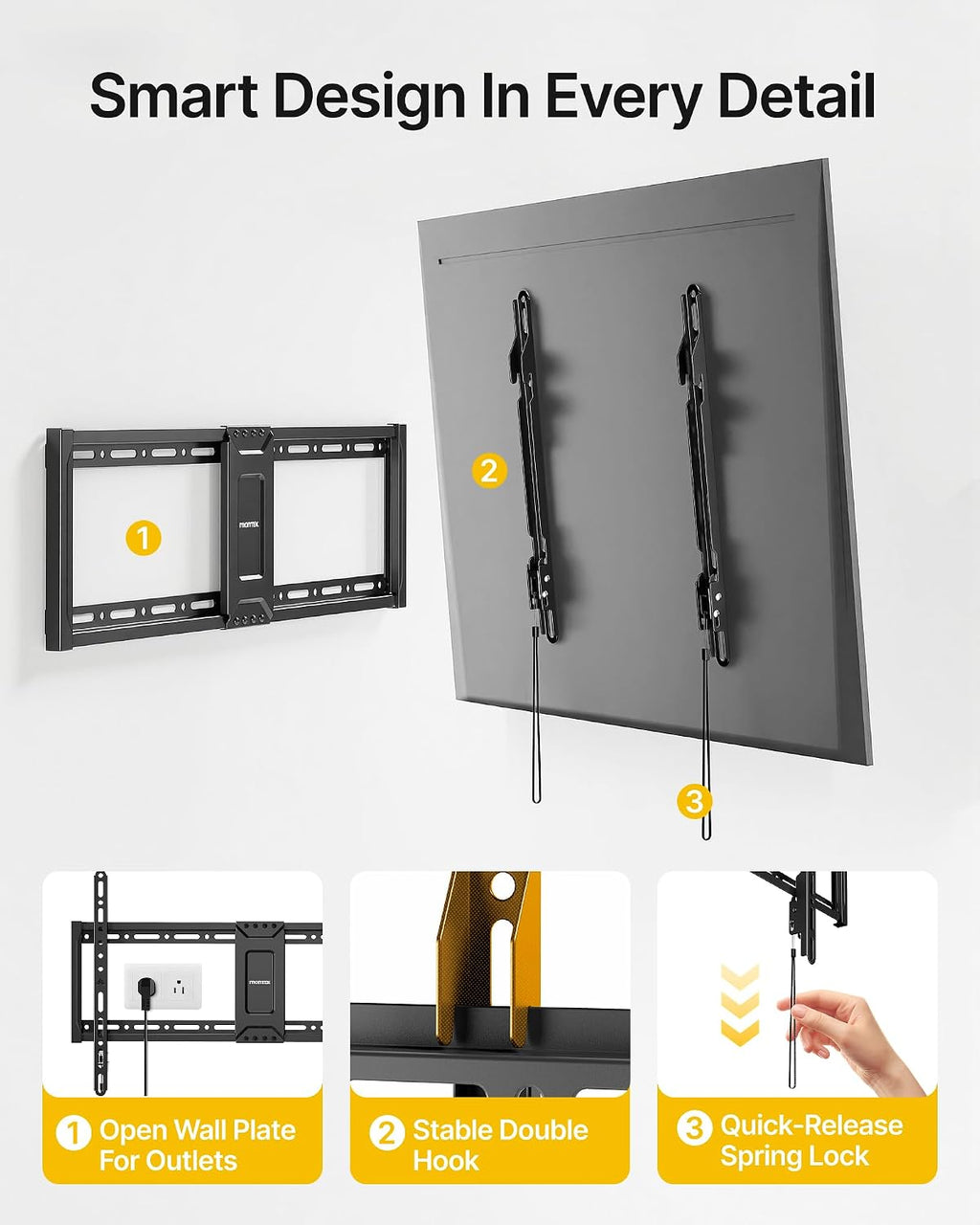 monTEK Heavy Duty Fixed TV Wall Mount for 37–90 Inch TVs, 200 lbs Capacity - Image 6