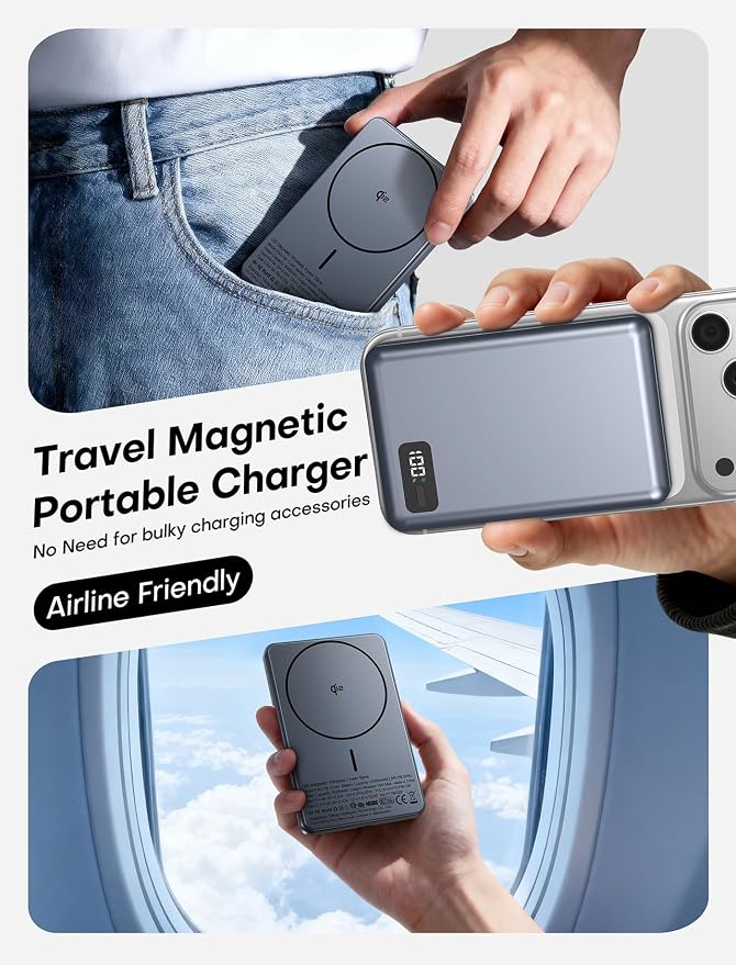 for Magsafe Power Bank Portable Charger 10000mAh Qi2 for iPhone 12-17 | Magnetic USB C Battery Pack, PD 20W Ultra Fast Charging - Image 7