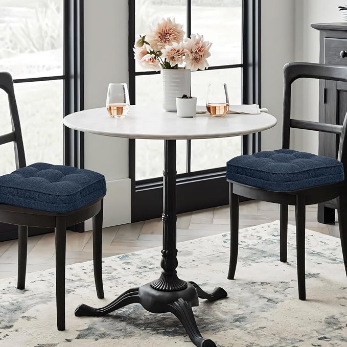 GOFORIT Memory Foam Cushion，Square Seat Cushions for Dining Chairs,Non-Slip Chair Pads with Removable Cover, 16'' x 16'', 4 Pack,Dark Blue - Image 7