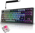 TECWARE Phantom+ Elite 87 Key RGB Mechanical Gaming Keyboard | 3 Mode Wireless Bluetooth 5.0 2.4GHz & USB C Wired | Hot Swappable 5 Pin | Double Shot PBT Keycaps | Wraith Pink Switch - Black by Tecware