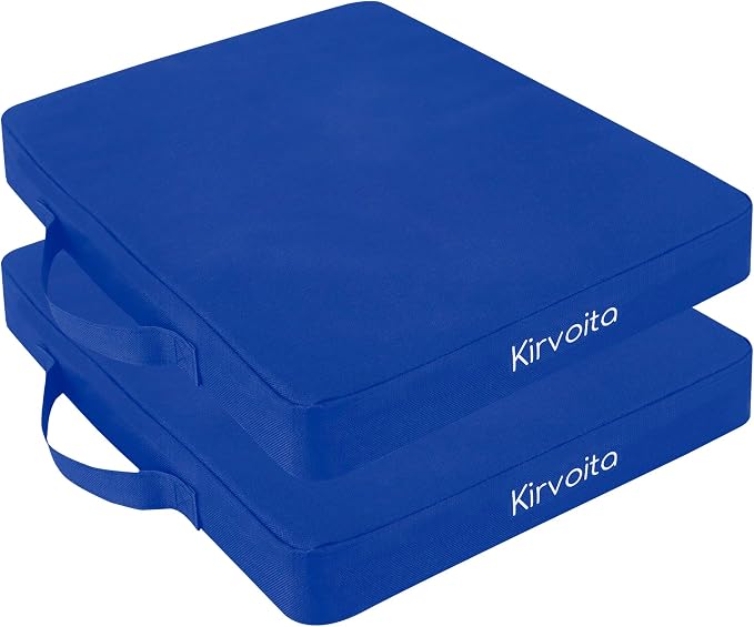 Multi-Functional Stadium Seat Cushions 2 Pack, Waterproof Oxford Filled with High Resilence Sponge, for Any Outdoor Events Use (Blue) by KIRVOITA
