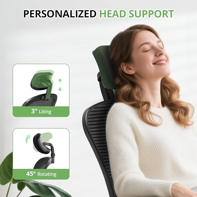 Office Chair Ergonomic Desk Chair, 330LBS Capacity, High Back Computer Chair for Long Hours Comfortable, Rolling Swivel Executive Task Chair for Home Office with Flip-up Armrests, Black Black-Chrome - Image 7