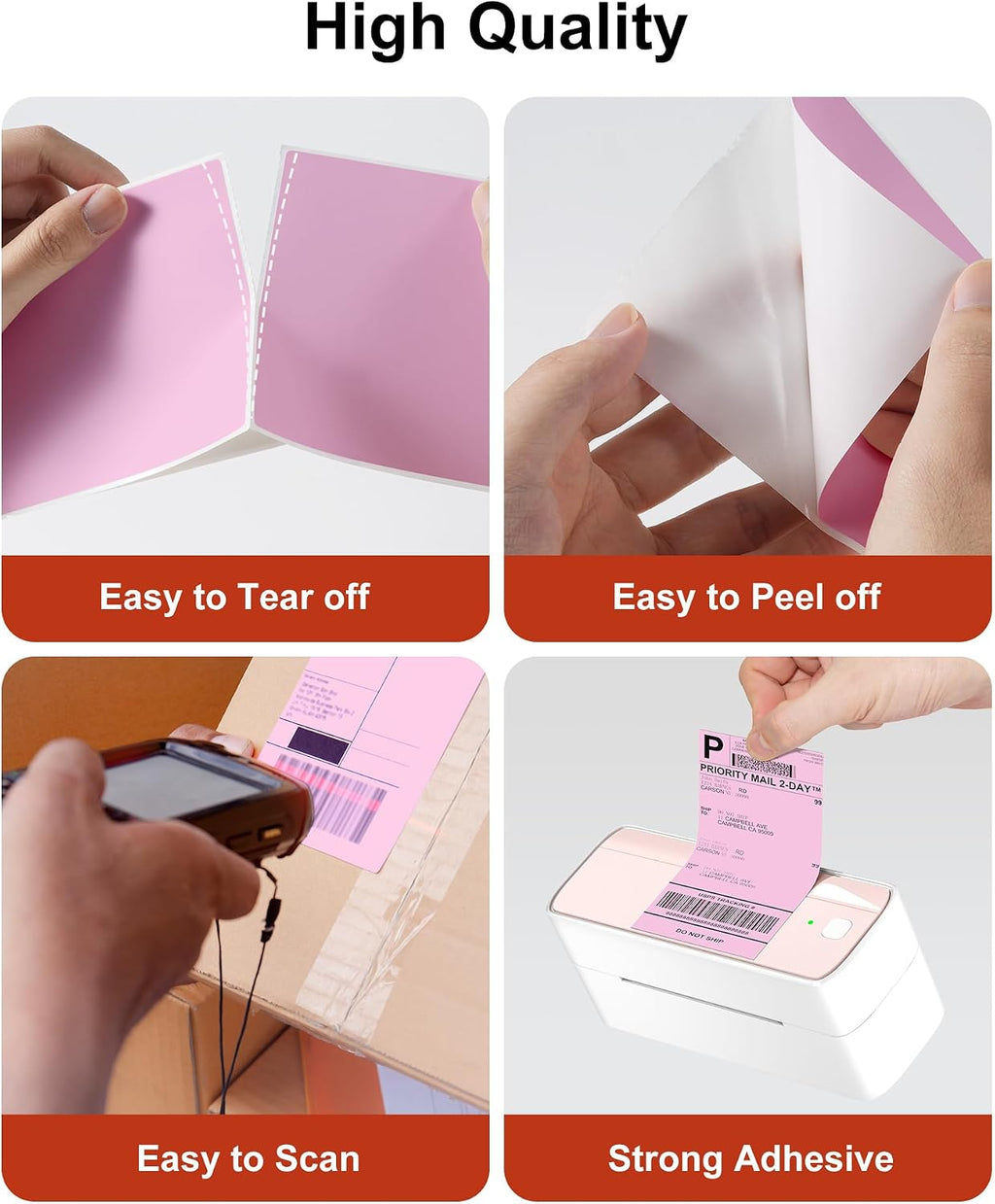 Phomemo 4x6 Thermal Shipping Labels Fan-Fold 500 PCS Adhesive Address Paper - Image 4