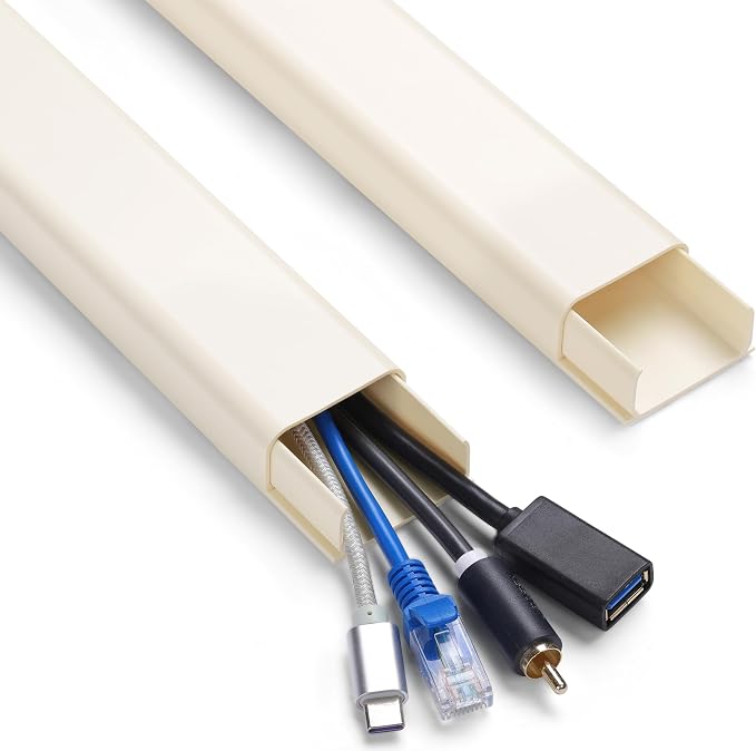 ZhiYo 6 ft Cord Covers for 4-7 Wires on Wall, Beige, 2 Pack (3 ft Each) | Paintable TV Cord Hider for Wall-Mounted TVs, Self-Adhesive Wire Cover for Walls, Easy Installation, 1.54"W x 0.75"H by ZhiYo