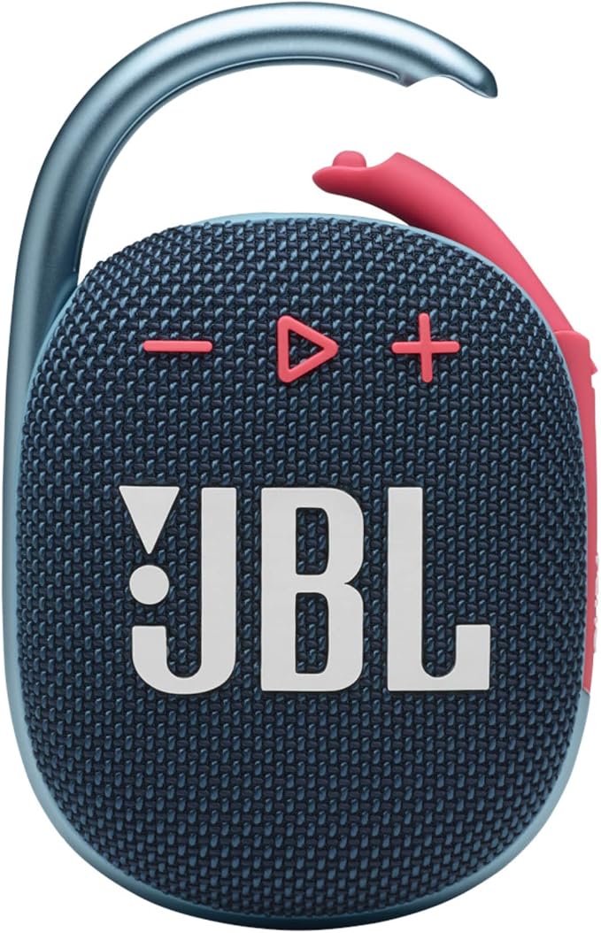 JBL Clip 4, Blue/Coral - Portable Bluetooth 5.1 Speaker - Up to 10 Hours of Play - Waterproof & Dust Resistant - Includes Noise & Echo-Canceling Speakerphone by JBL