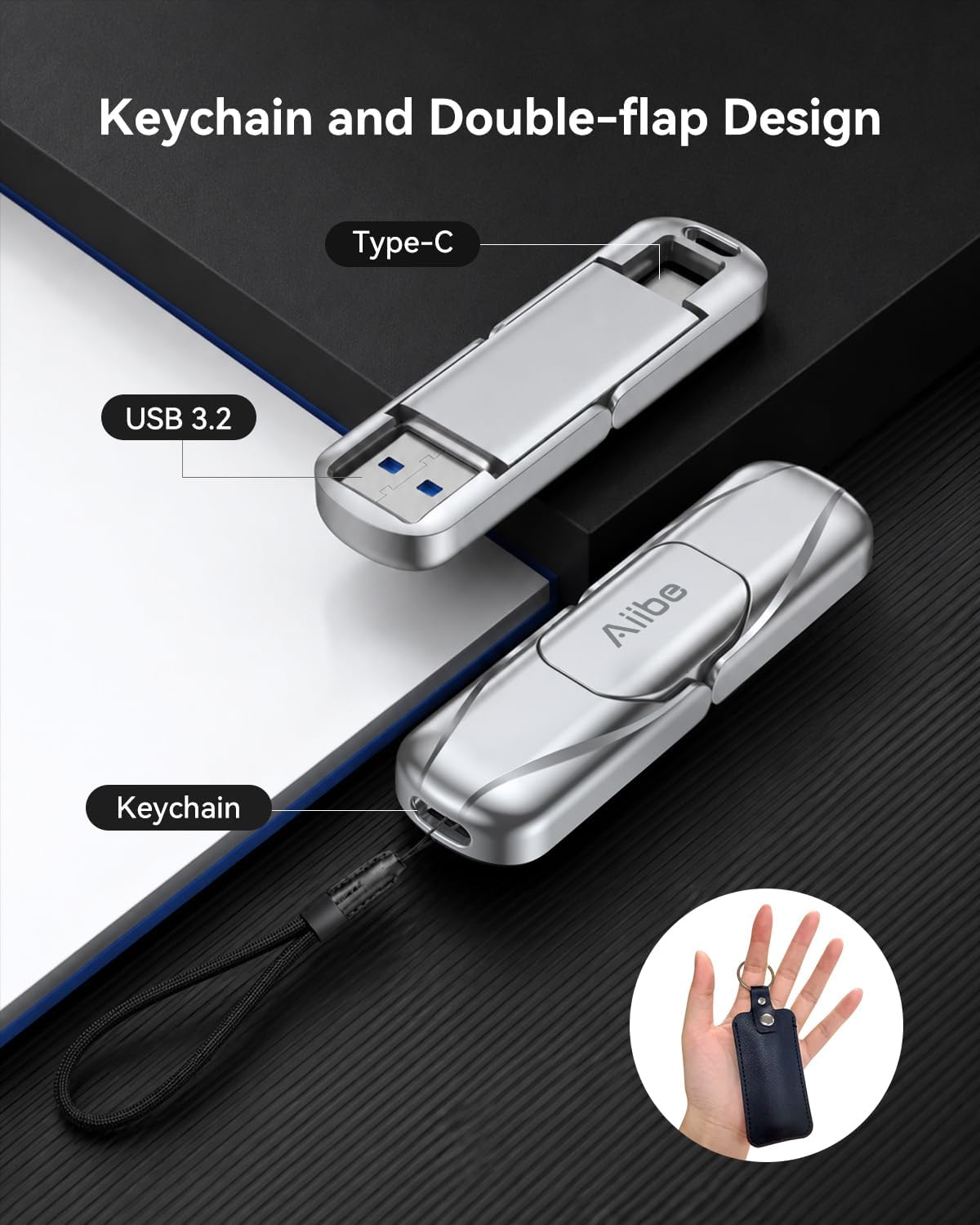Aiibe 128GB Solid State Dual Drive up to 450MB/s USB C Solid State Drive USB 3.2 Gen 1 Metal Type C + A External Portable SSD for iPhone 15/16/17 Series Android Smartphones Tablets Laptops - Image 6