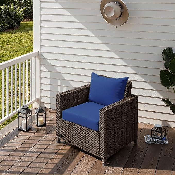 PatioGlow Outdoor Seat Cushion Set 19 x 19 x 3 Inch, Waterproof & Fade Resistant Patio Furniture Cushions with Removable Cover and Ties, Thick Deep Seating Pads for Outside Chair Sofa Couch, Blue - Image 6