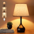 ONEWISH Touch Bedside Lamp, Farmhouse 3-Way Dimmable Table Lamps for Nightstand with Fabric Shade, 17.32'' Desk Lamp for Reading, Bedroom, Livingroom, Office by onewish