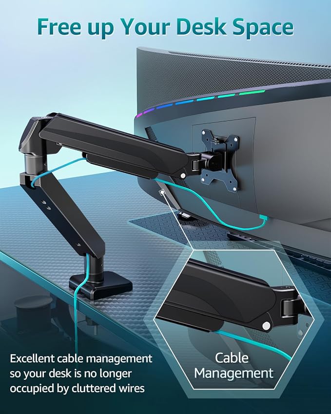 Heavy Duty Single Monitor Arm for Max 42 Inch Hold up to 33 lbs | Monitor Mount Desk Mount Height Adjustable Ultrawide Monitors Stand VESA Mount 70/100 - Image 9