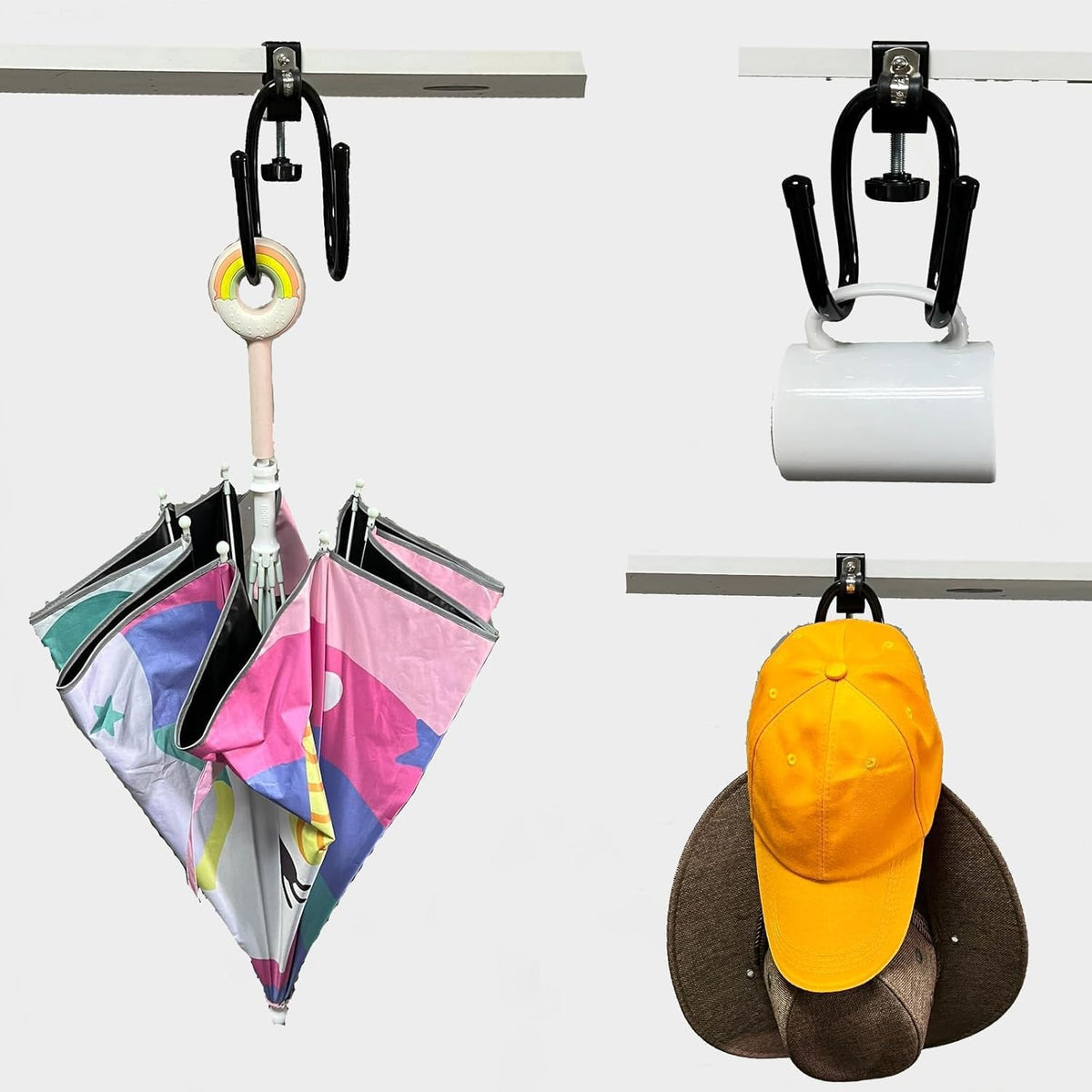AUXPhome 2/PK Portable Desk Mount Hanger, Strong Table Hanger Hooks for Backpack, Hard hat, Cords,Bags,Mug,Towels, Shoes, Toys, Umbrella, Cap,Headphone,Purse,Handbag,etc for Table Desk, Under Counter - Image 6