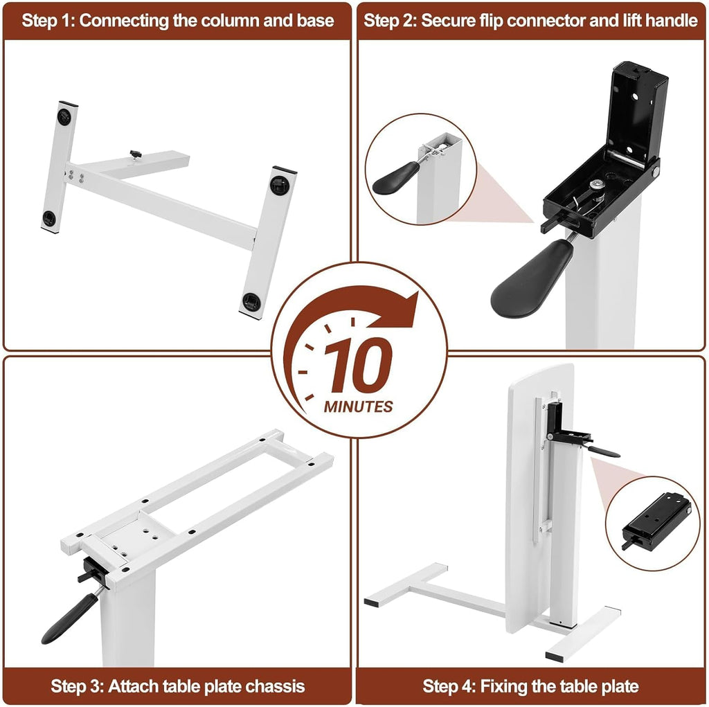 32" Foldable Pneumatic Adjustable Overbed Table with Wheels - Image 7