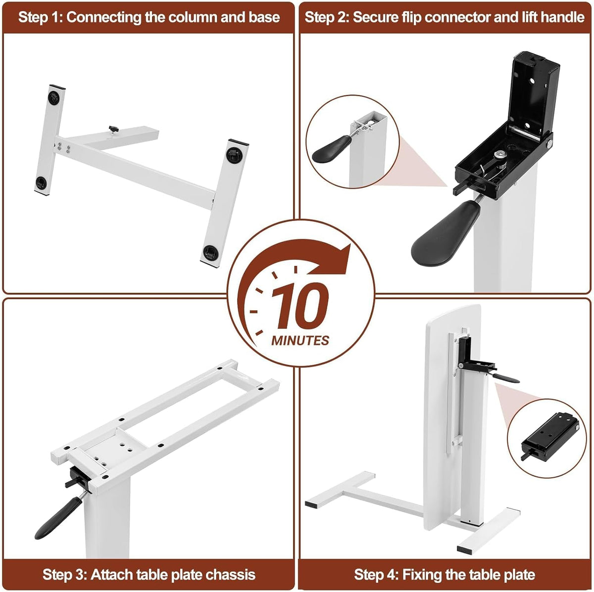32" Foldable Pneumatic Adjustable Overbed Table with Wheels - Image 7