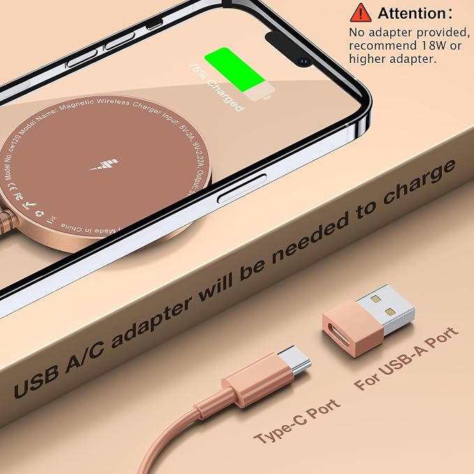 Magnetic Wireless Charger for iPhone: Compatible with Magsafe Charger iPhone 17 16 15 14 13 12 Series & Airpods 4 3 2 Pro-Fast 15W Max Charging Pad Strong Magnet, Dual USB-C/A Ports-Home Office Travel | Strong Magnet Charging Pad, with Dual USB C to A ... - Image 6