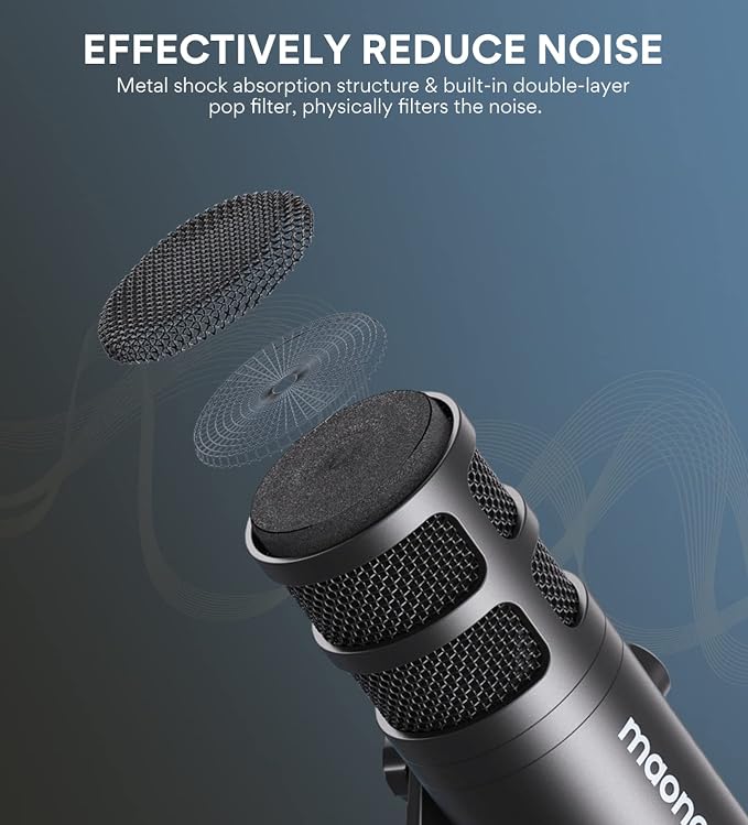 MAONO PD100U USB Dynamic Microphone, Podcast Recording Mic with Gain Knob | Plug & Play, Desktop Stand, Metal Structure, Cardioid Studio PC Computer Mic for Streaming, Vocal, Studio, Content Creation - Image 5