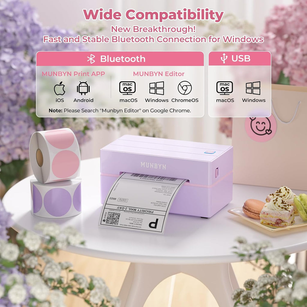 MUNBYN Bluetooth Thermal Label Printer, Wireless 4x6 Shipping Label Printer - Image 3