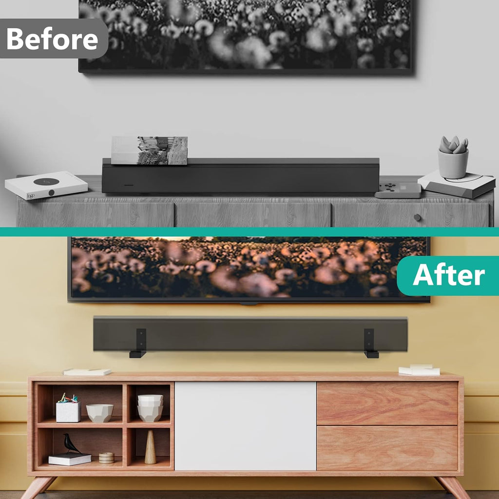 WALI Center Channel Speaker Wall Mount, Universal Soundbar Wall Mount Bracket Hold up to 30 lbs, Arms Extend Adjustment from 7 to 11.5 inch (SLK201), Black - Image 5