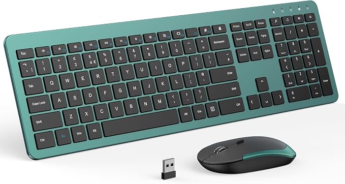 seenda Wireless Keyboard and Mouse Combo, Slim Full-Size Design | Quiet typing and mouse clicks, 2.4G USB receiver, Adjustable DPI mouse, Compatible for Windows PCs/laptops, Green by seenda-JustBeYourself