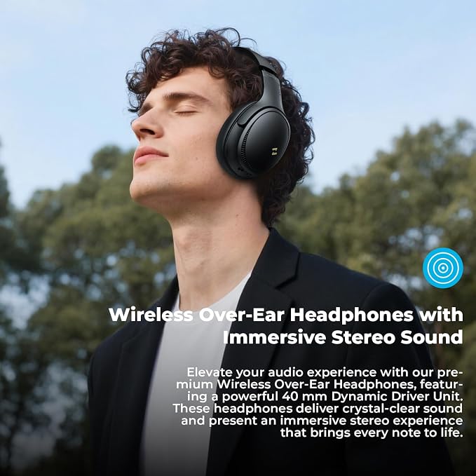 havit Active Noise Cancelling Headphones, Wireless Headphones Over Ear, Foldable Bluetooth 5.3 Over the Ear Headphone, 50H Playtime, HD Stereo Sound, Custom EQ via App for Travel, Office, Home - Image 3