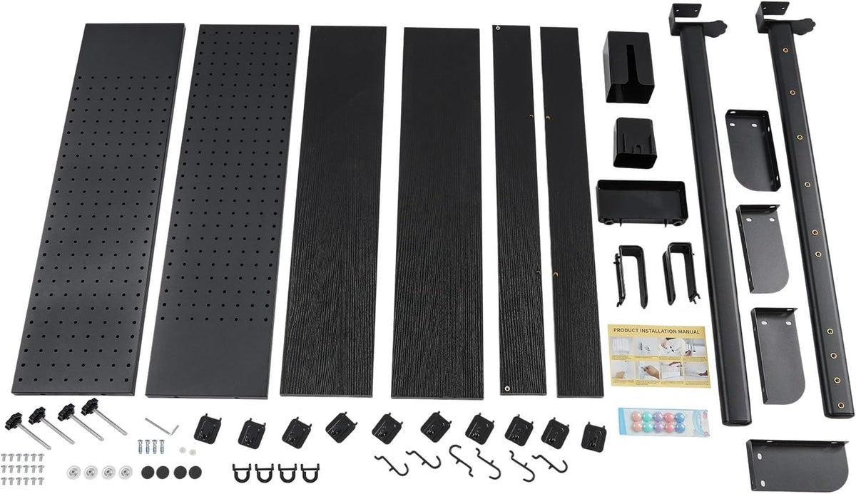 Clamp on Desk Shelf with Pegboard, Desk Extender Pegboard Workstation, Desktop Bookshelf Storage Shelves for Home Office Dorm, 37.4in (Black) - Image 5